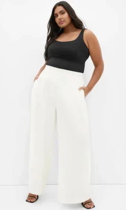 Abbie Fully Lined Wide Leg Pant - ivory
