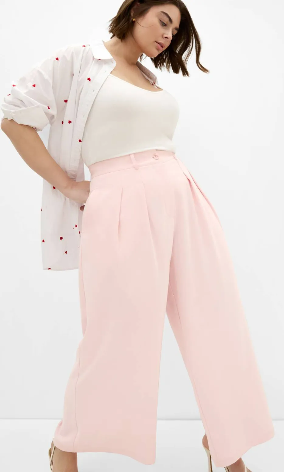 Abbie Fully Lined Wide Leg Pant - baby pink