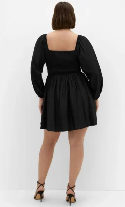 Abbie Long Sleeve Mini Dress - black