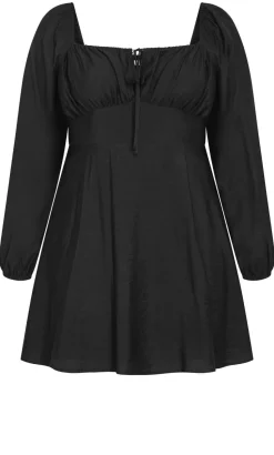 Abbie Long Sleeve Mini Dress - black