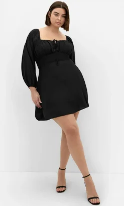 Abbie Long Sleeve Mini Dress - black