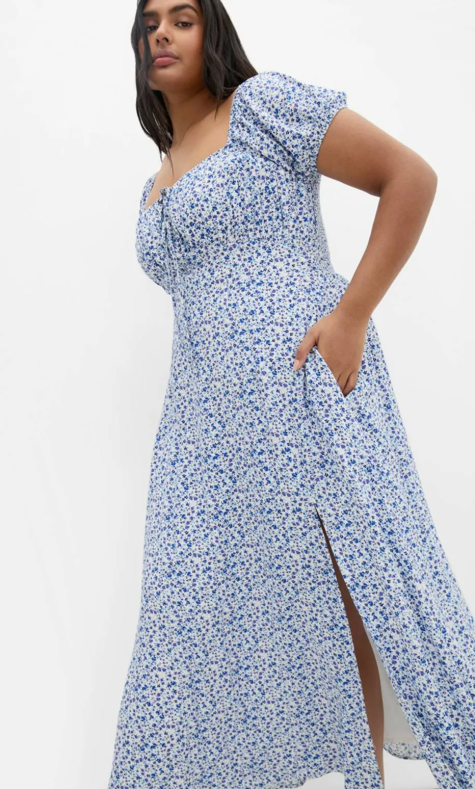 Abbie Short Sleeve Floral Print Maxi Dress - blue