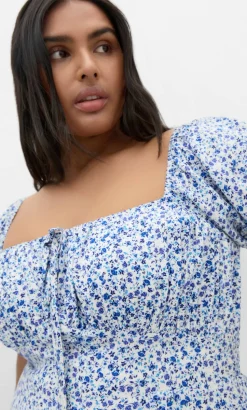 Abbie Short Sleeve Floral Print Maxi Dress - blue