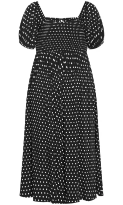Abbie Short Sleeve Spot Print Maxi Dress - black