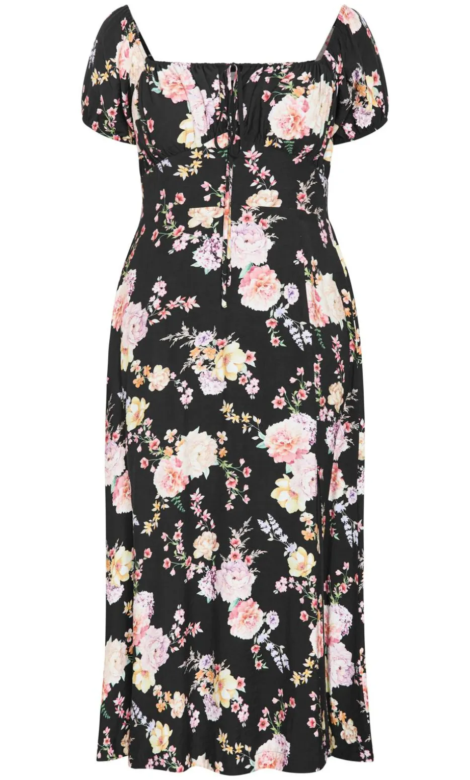 Abbigail Floral Print Maxi Dress - black