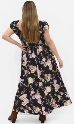 Abbigail Floral Print Maxi Dress - black