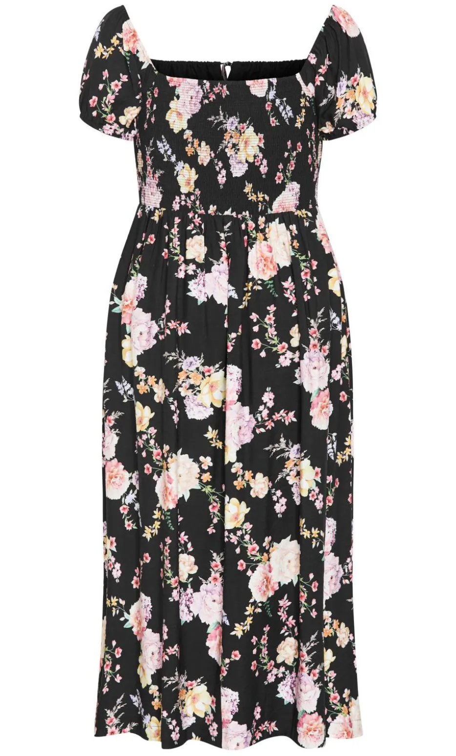 Abbigail Floral Print Maxi Dress - black