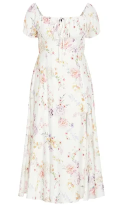 Abbigail Floral Print Maxi Dress - ivory