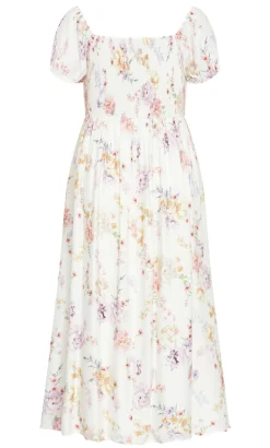 Abbigail Floral Print Maxi Dress - ivory