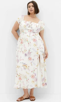Abbigail Floral Print Maxi Dress - ivory