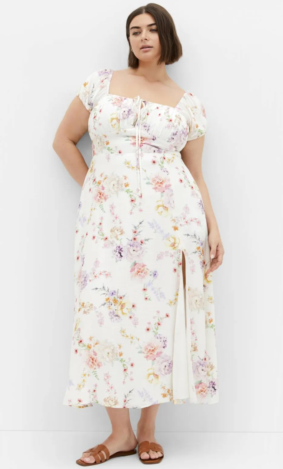 Abbigail Floral Print Maxi Dress - ivory