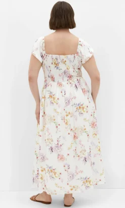Abbigail Floral Print Maxi Dress - ivory