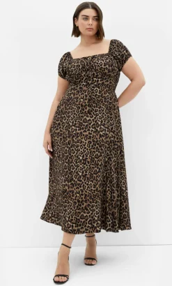 Abbigail Leopard Print Maxi Dress - chocolate