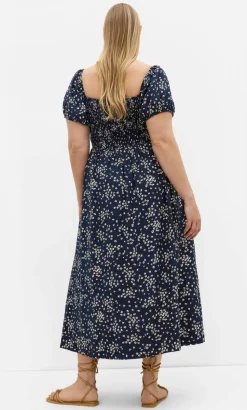 Abbigail Print Lined Maxi Dress - navy