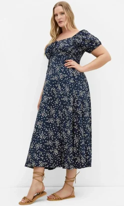 Abbigail Print Lined Maxi Dress - navy
