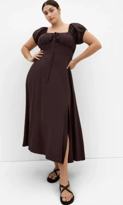 Abbigail Split Maxi Dress - chocolate