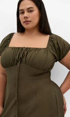 Abbigail Split Maxi Dress - khaki