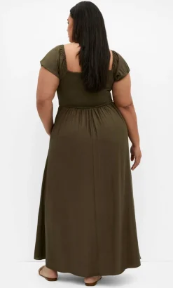 Abbigail Split Maxi Dress - khaki