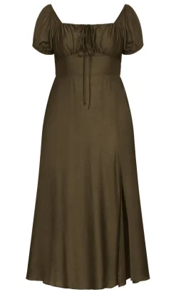 Abbigail Split Maxi Dress - khaki