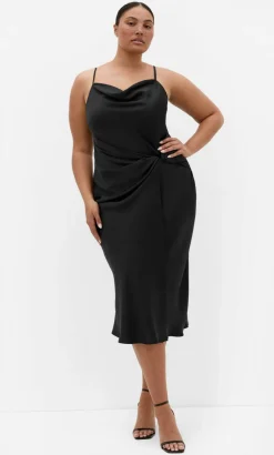 Adelina Twist Slip Dress - black