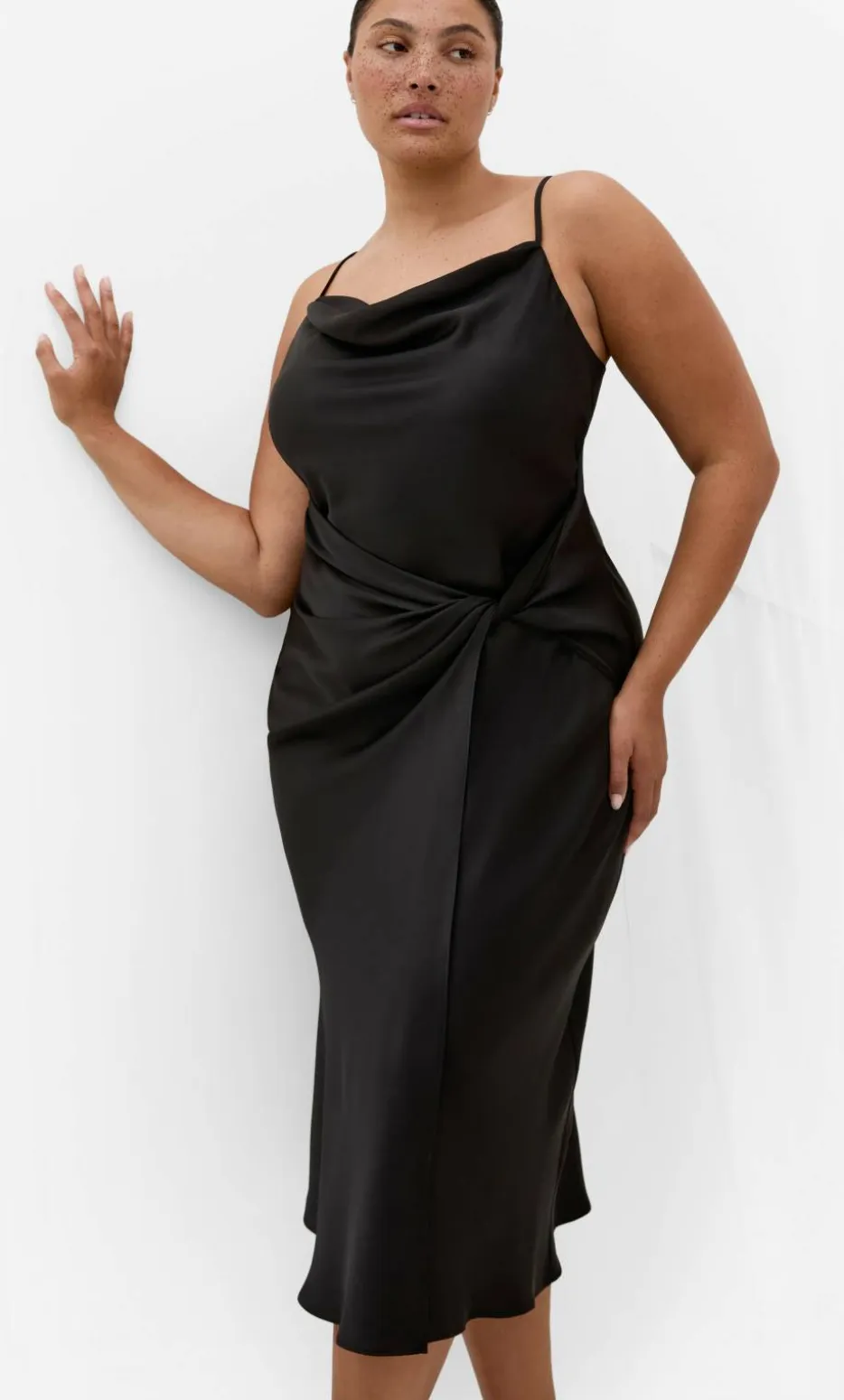 Adelina Twist Slip Dress - black