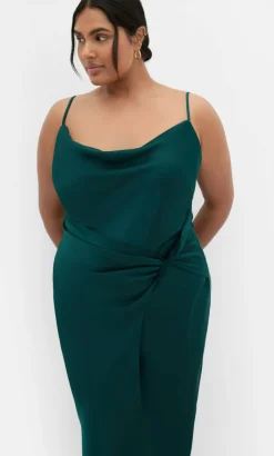 Adelina Twist Slip Dress - emerald