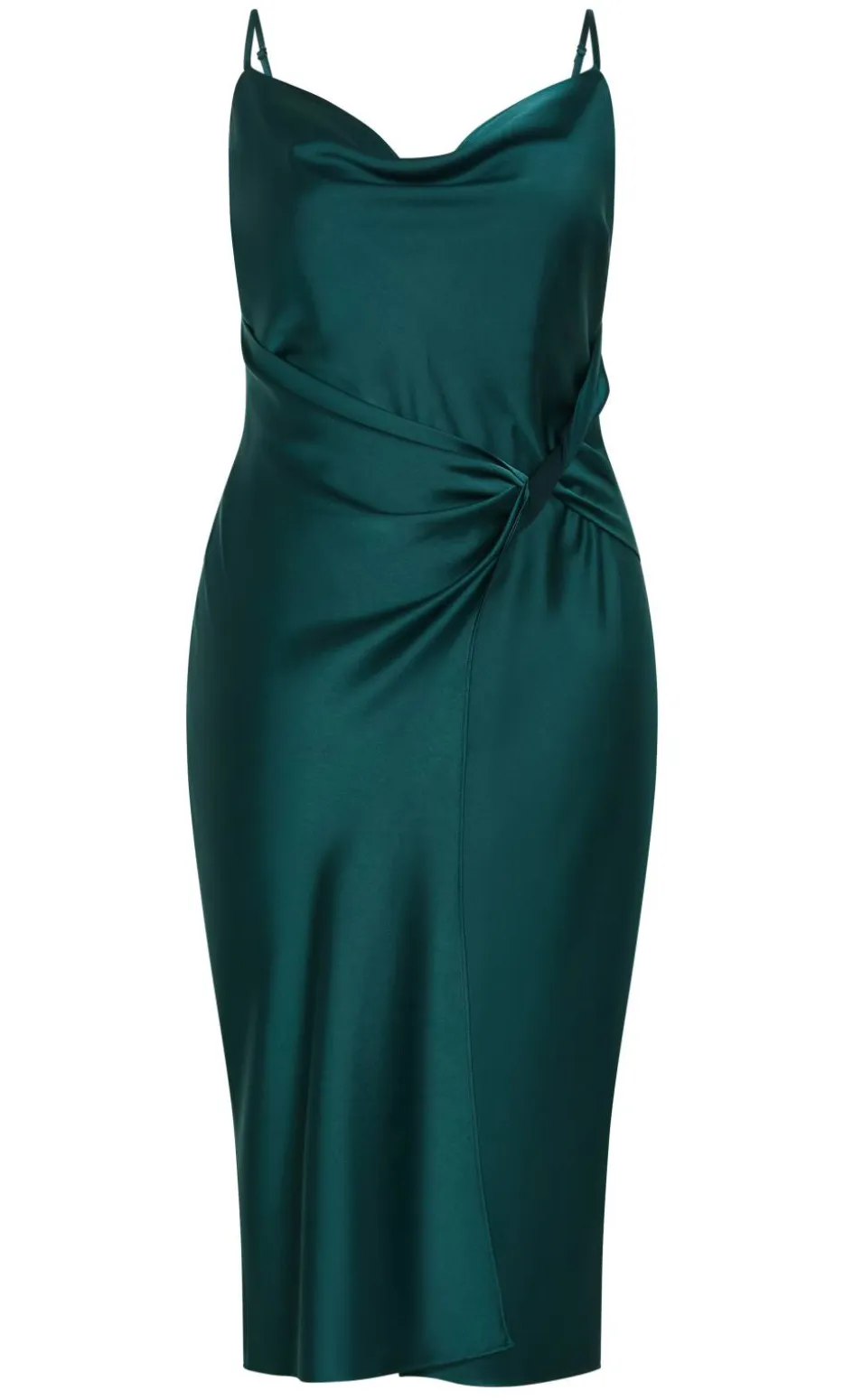 Adelina Twist Slip Dress - emerald