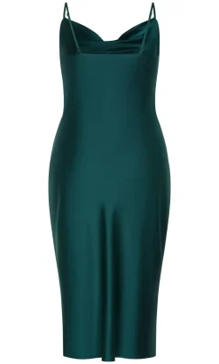 Adelina Twist Slip Dress - emerald