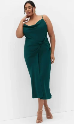Adelina Twist Slip Dress - emerald