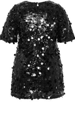 Adorn Sequin Mini Dress - black