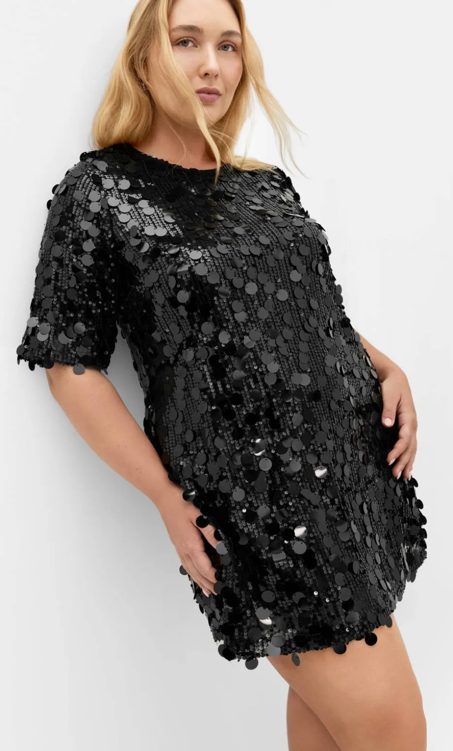 Adorn Sequin Mini Dress - black