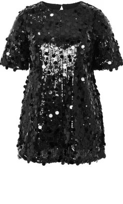 Adorn Sequin Mini Dress - black