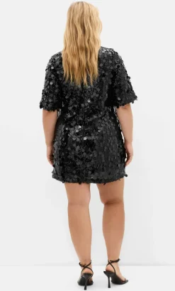 Adorn Sequin Mini Dress - black