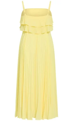 Aida Ruffle Pleat Maxi Dress - lemon zest