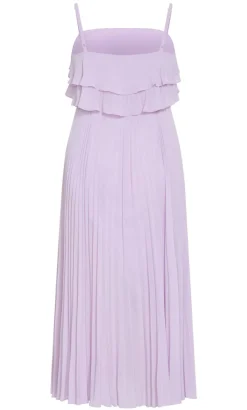 Aida Ruffle Pleat Maxi Dress - soft lilac