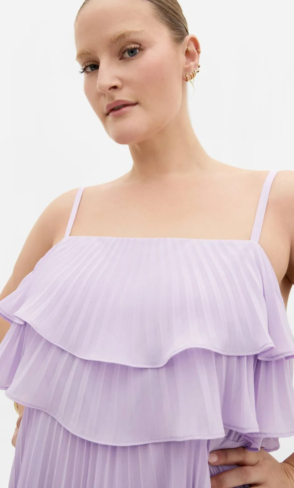 Aida Ruffle Pleat Maxi Dress - soft lilac