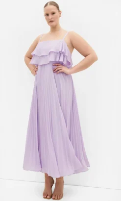 Aida Ruffle Pleat Maxi Dress - soft lilac