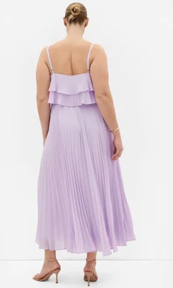 Aida Ruffle Pleat Maxi Dress - soft lilac