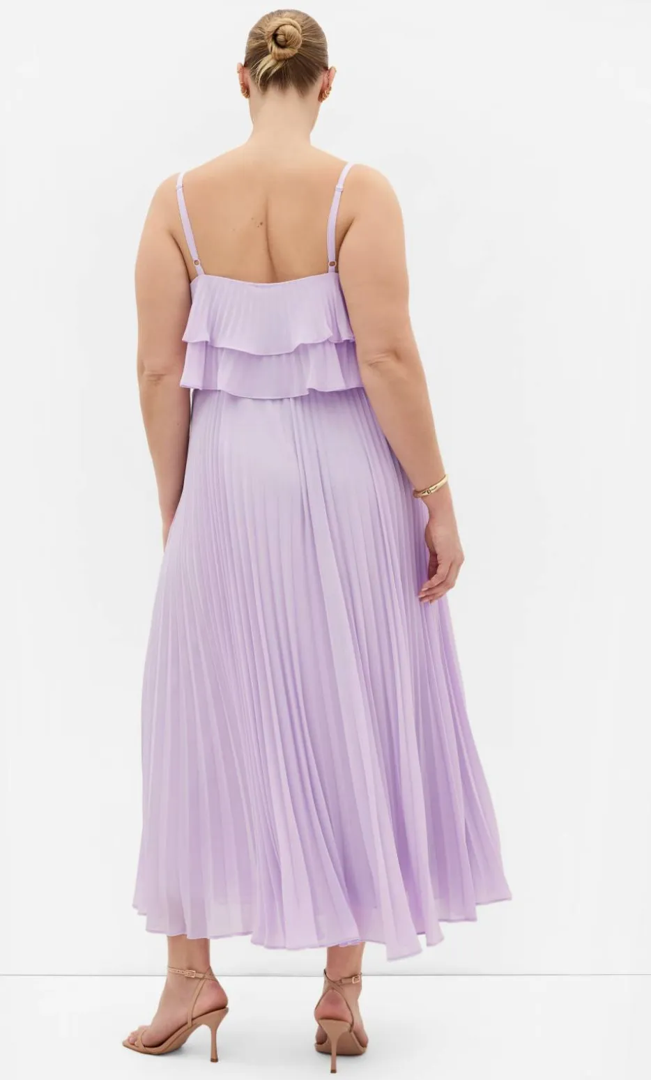 Aida Ruffle Pleat Maxi Dress - soft lilac