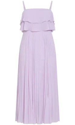 Aida Ruffle Pleat Maxi Dress - soft lilac