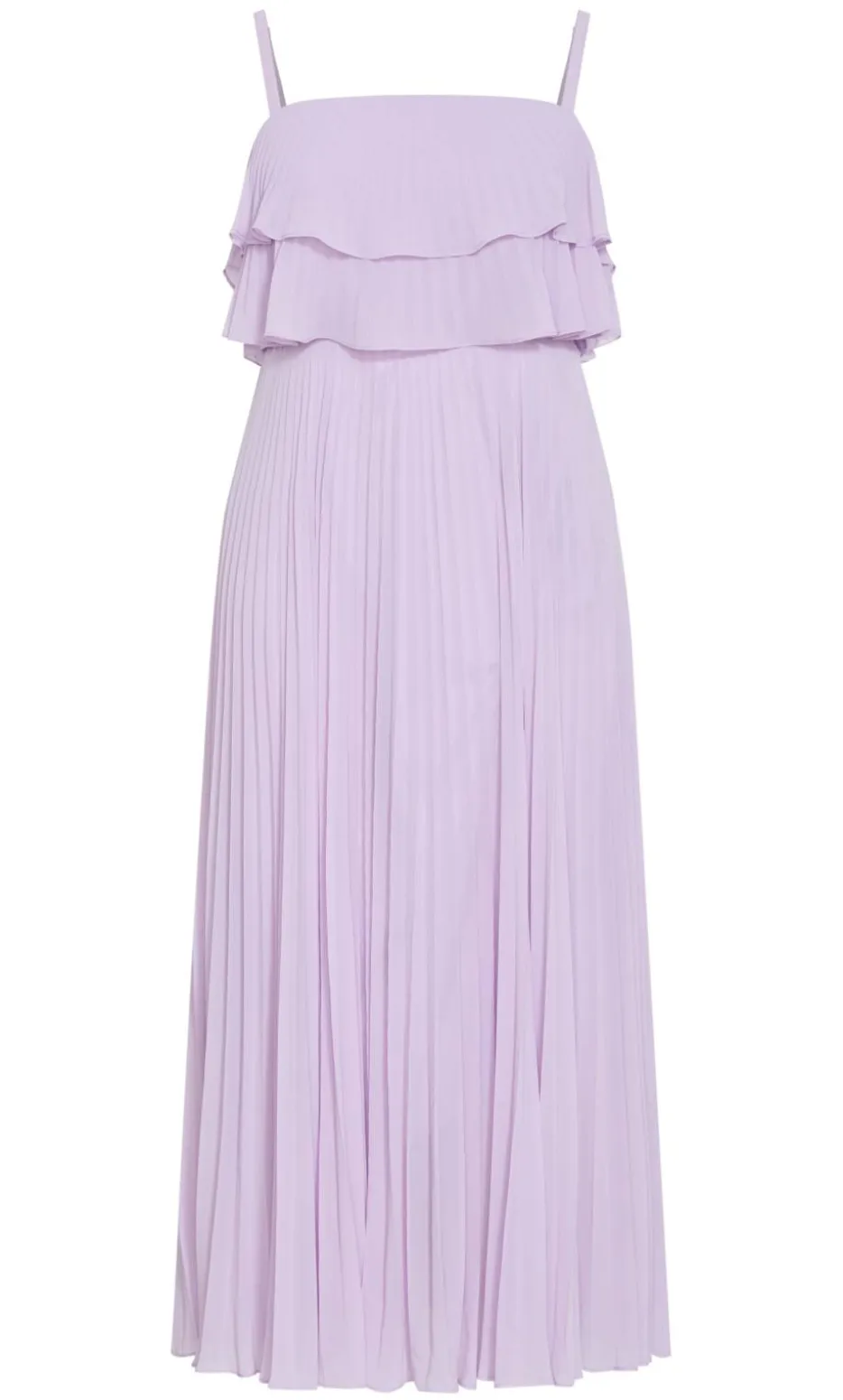 Aida Ruffle Pleat Maxi Dress - soft lilac