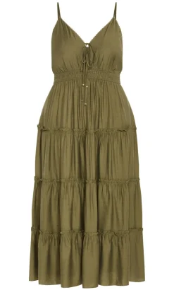 Aiza Tier Maxi Dress - khaki