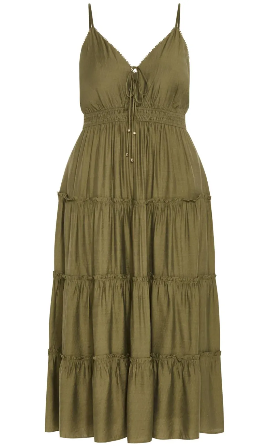 Aiza Tier Maxi Dress - khaki