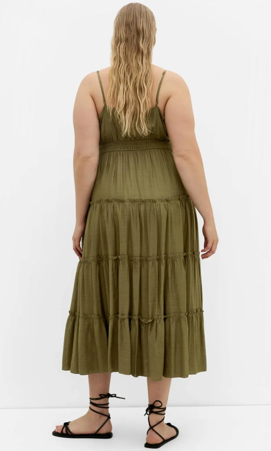 Aiza Tier Maxi Dress - khaki