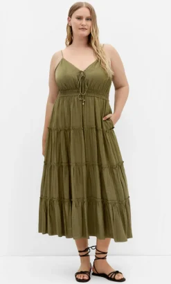 Aiza Tier Maxi Dress - khaki