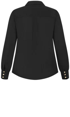 Alana Button Detail Shirt - black