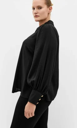 Alana Button Detail Shirt - black