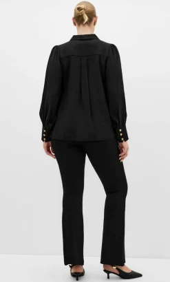 Alana Button Detail Shirt - black