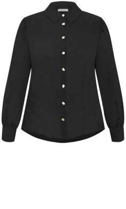 Alana Button Detail Shirt - black