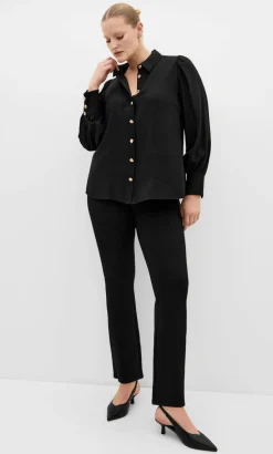 Alana Button Detail Shirt - black